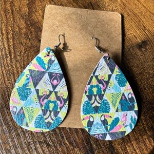 Colorful Teardrop Earrings with Flamingo Design